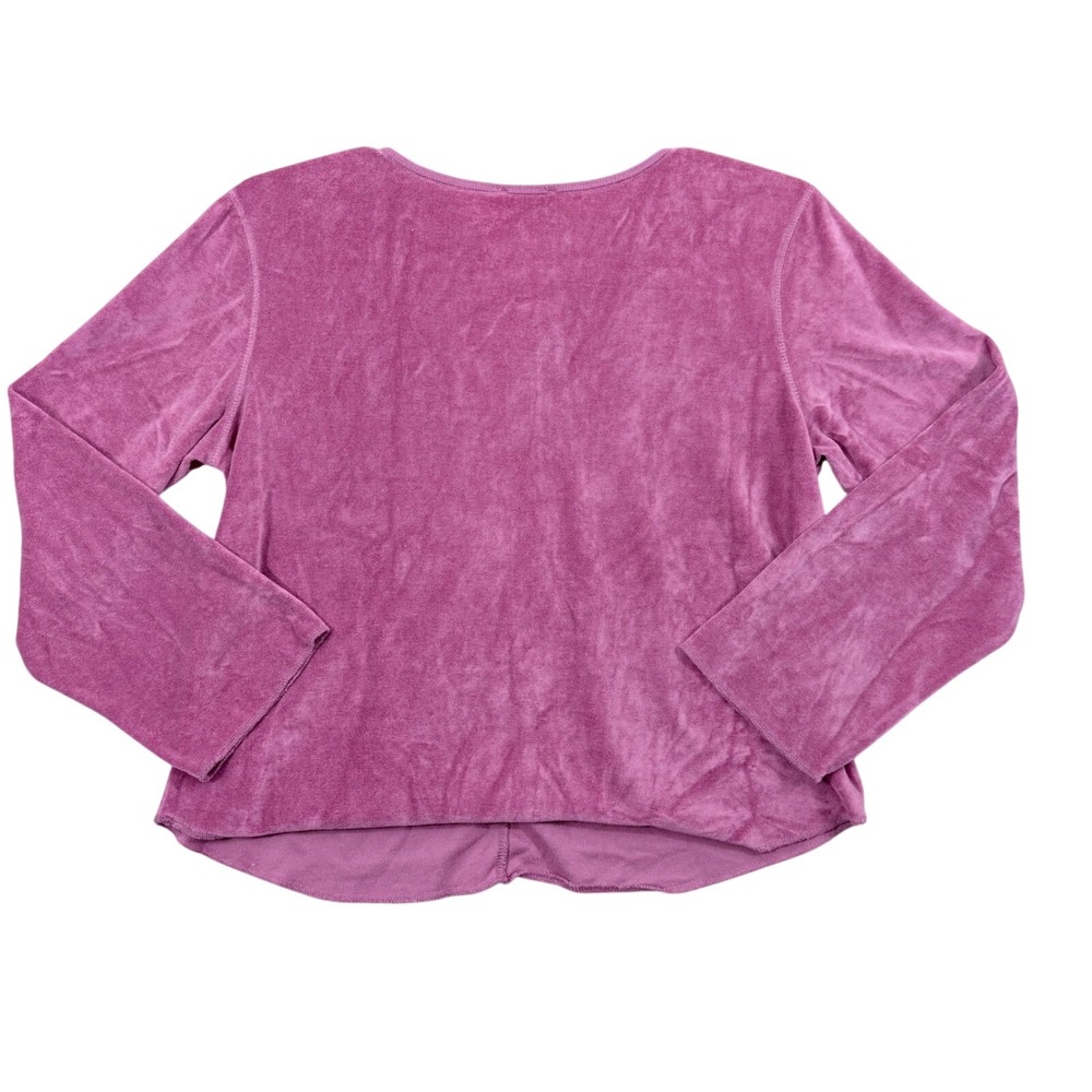 Anne Lewin New York Velour Long Sleeve Top Womens Large Pink Cotton Blend Y2K